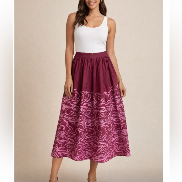 Rachel Comey Burgundy And Pink Sequined Midi Skirt